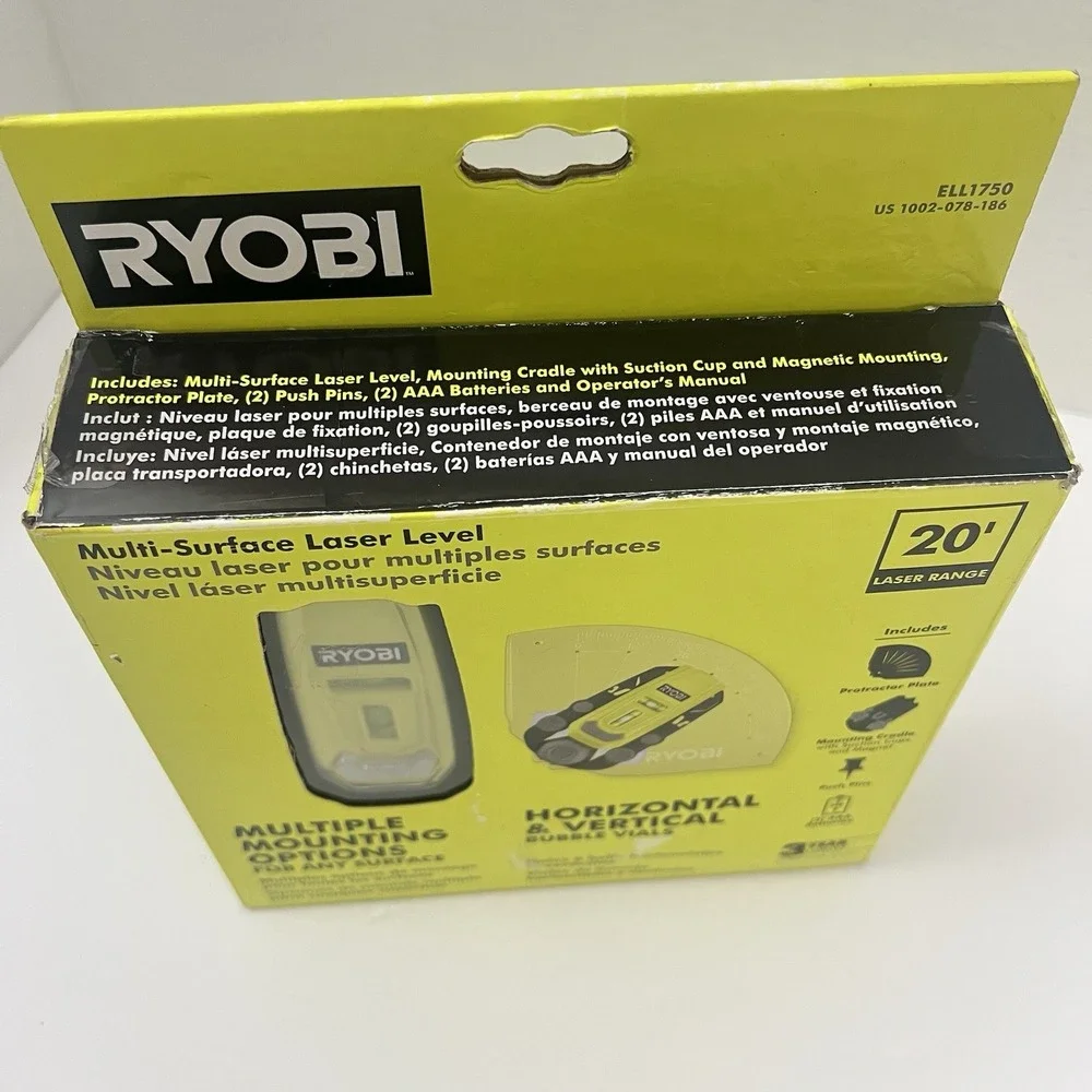 Ryobi Multi Surface Laser Level - ELL1750 20 ft. laser range